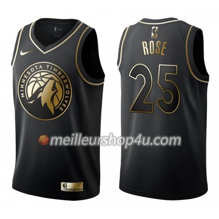 Maillot Basket Homme Minnesota Timberwolves Derrick Rose 25 Nike Noir Gold Edition Swingman